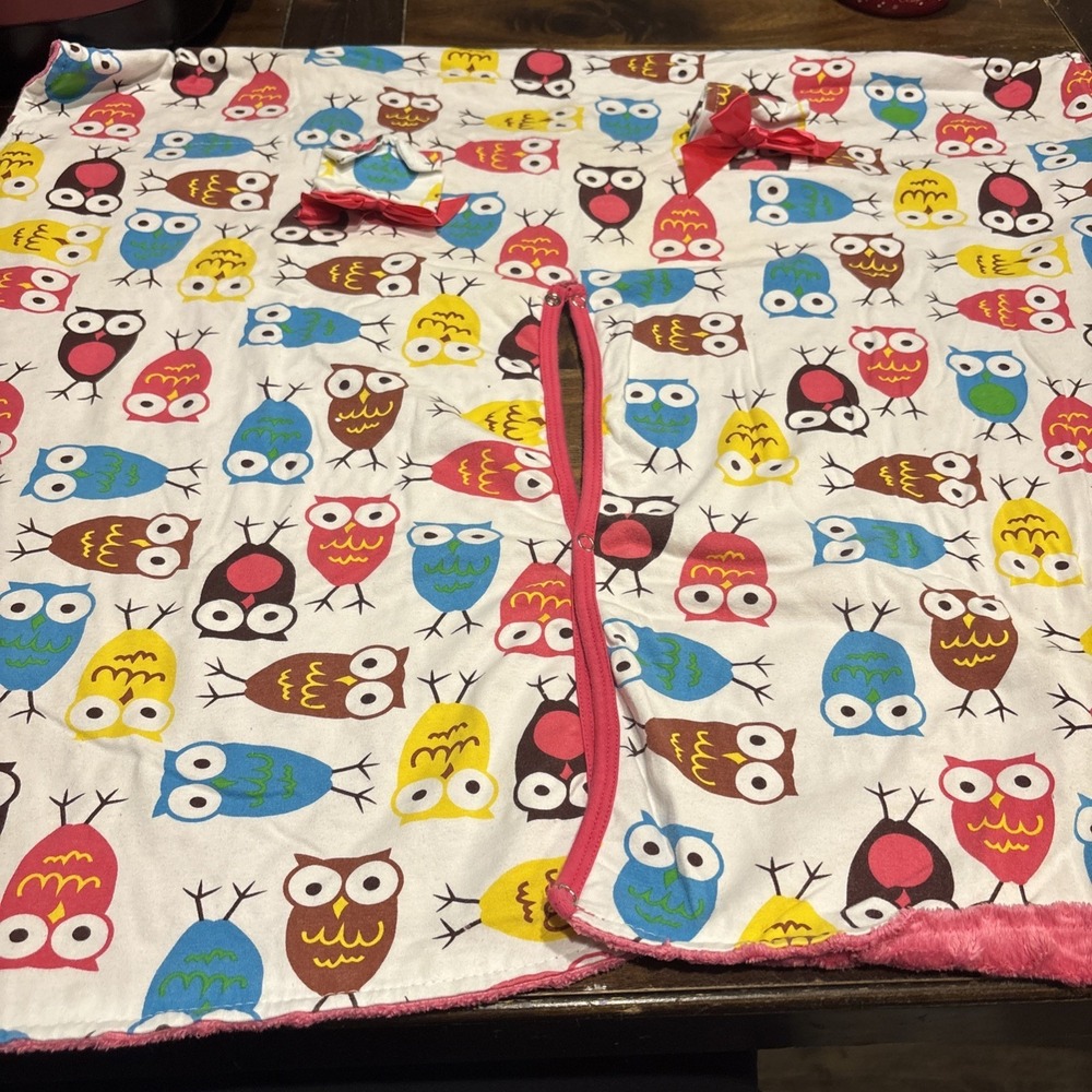 Original Carseat Canopy Infant‎ Car Set Canopy Owls Pink Minky Dot Blue Brown